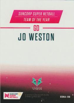 2018 Tap 'N' Play Suncorp Super Netball - Team of the Year #SSNA-06 Jo Weston Back